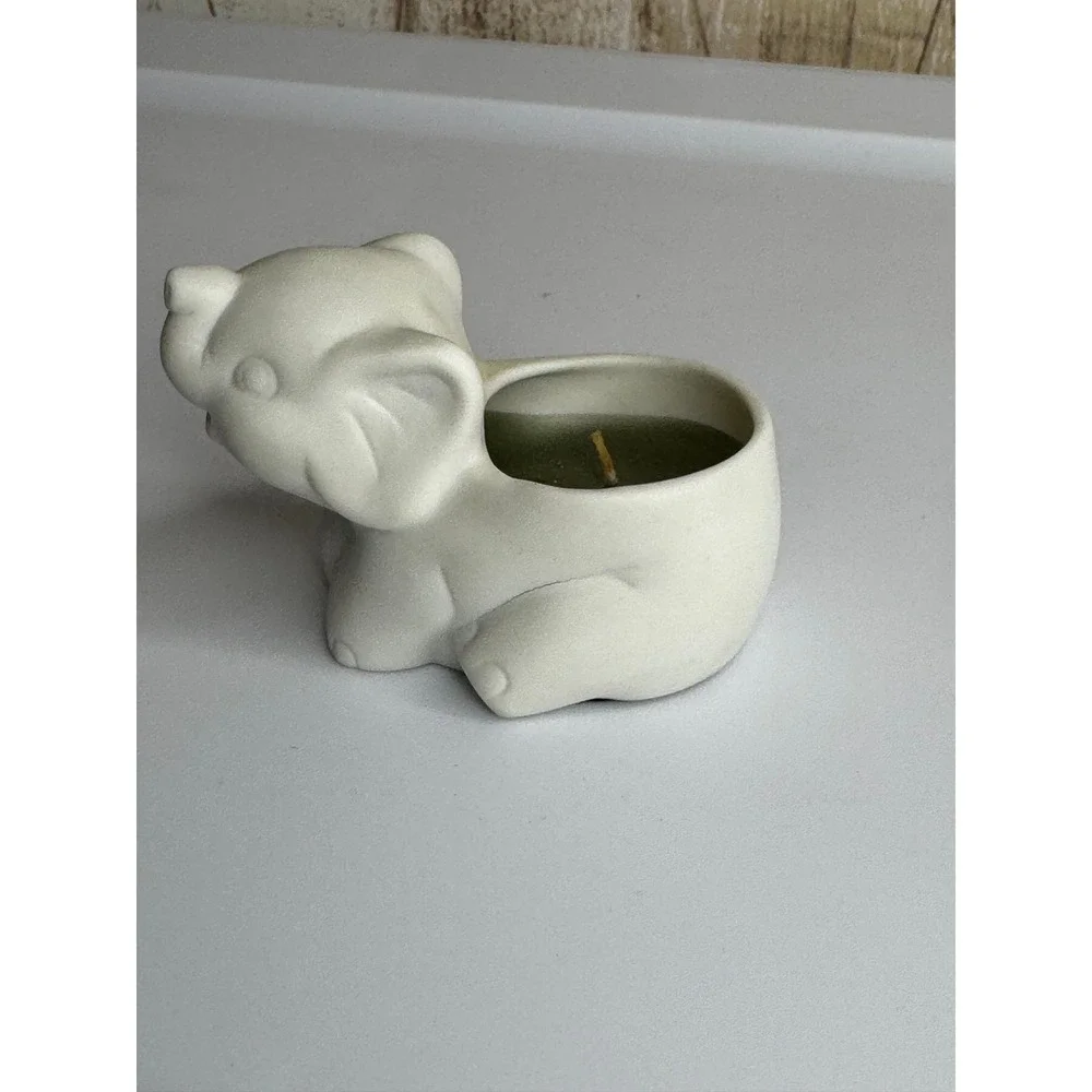 COTY‎ Sweet Earth Candle Charms Elephant Ceramic White Unscented 1 oz